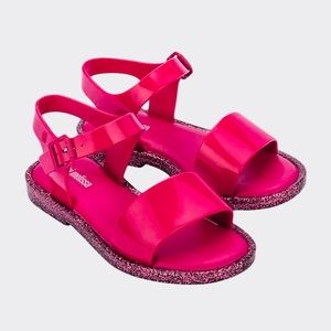 Mini Melissa Mel Mar Sandal Pink/Glitter Size 2 Girls        BRAND NEW WITH BOX